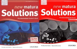 Komplet używany - stan dobry. New Matura Solutions Pre-Intermediate. Podręcznik+Zeszyt ćwiczeń (+CD). Język angielski. Liceum/Technikum OXFROD