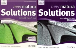 Komplet używany - stan dobry. New Matura Solutions Intermediate. Podręcznik+Zeszyt ćwiczeń. Język angielski. Liceum/Technikum